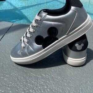 Disney Mickey Mouse Women’s Shoes Size 9 Silver Black Lace‑Up Sneakers with Ears